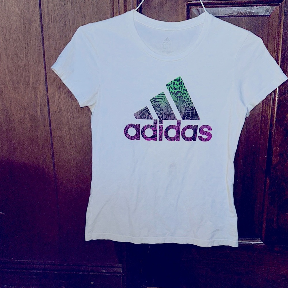 Adidas Bright Bold Colors Logo White Graphic T-Shirt